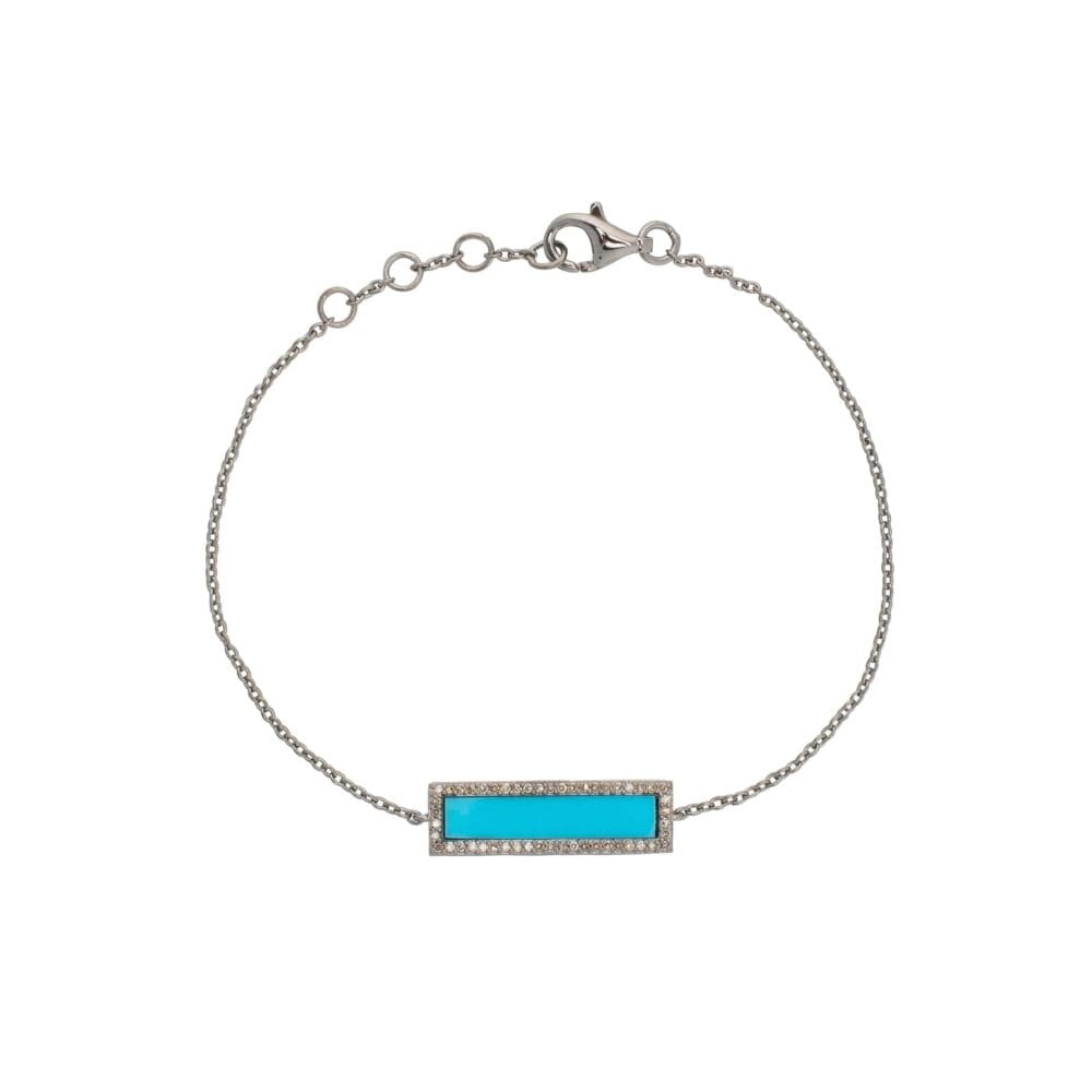 Diamond Turquoise ID Bracelet Silver