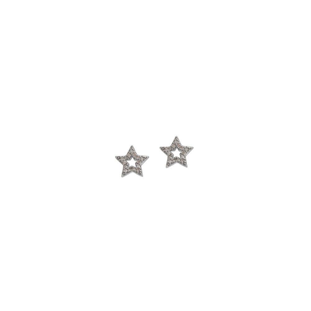 Mini Cutout Diamond Star Earrings Sterling Silver