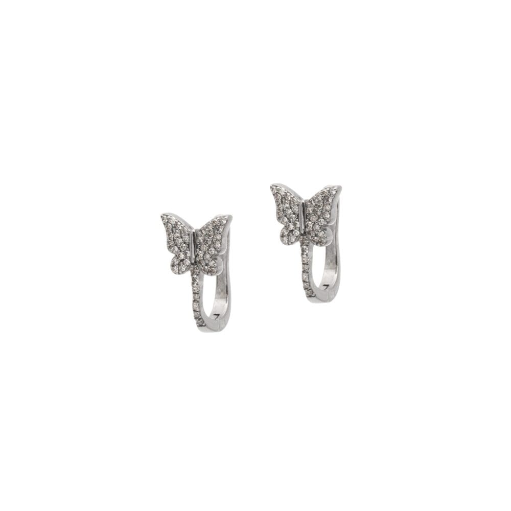 Diamond Butterfly French Clip Earrings