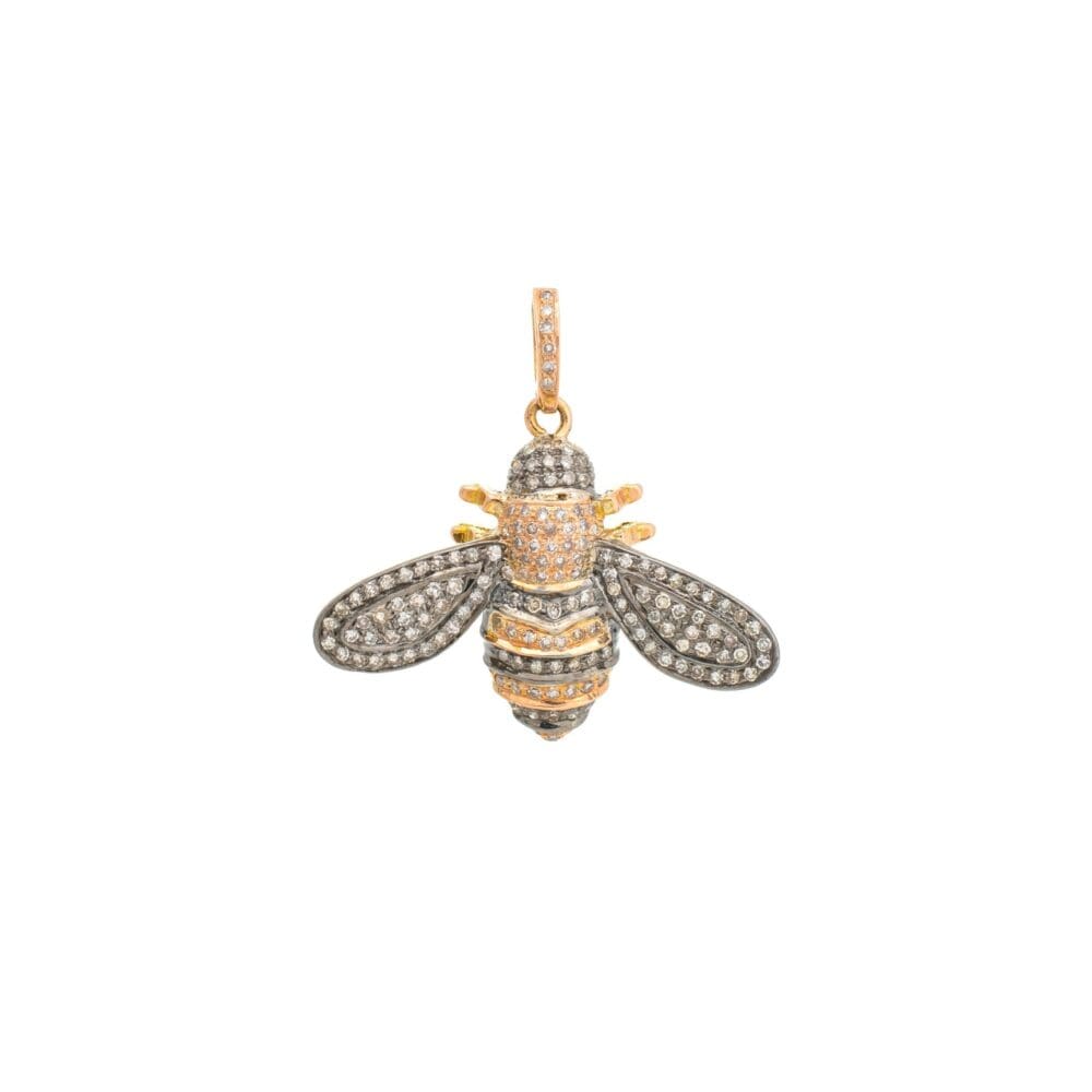 Diamond Bee Charm Silver and Gold
