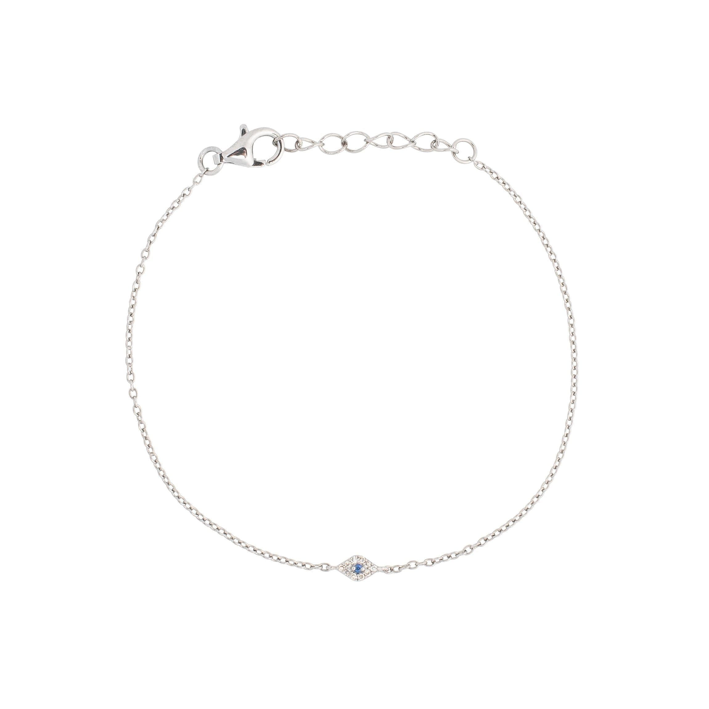 Mini Evil Eye Sapphire Chain Bracelet Silver  Liza Schwartz Jewelry