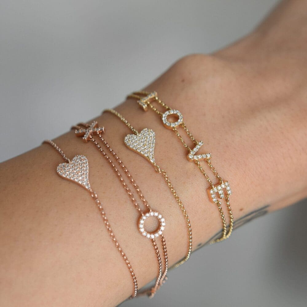 Diamond Modern Heart Chain Bracelet