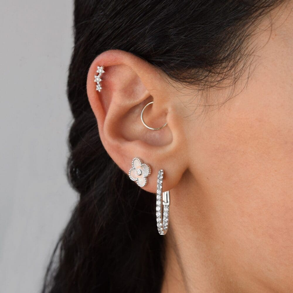 Medium Flower Diamond Earrings