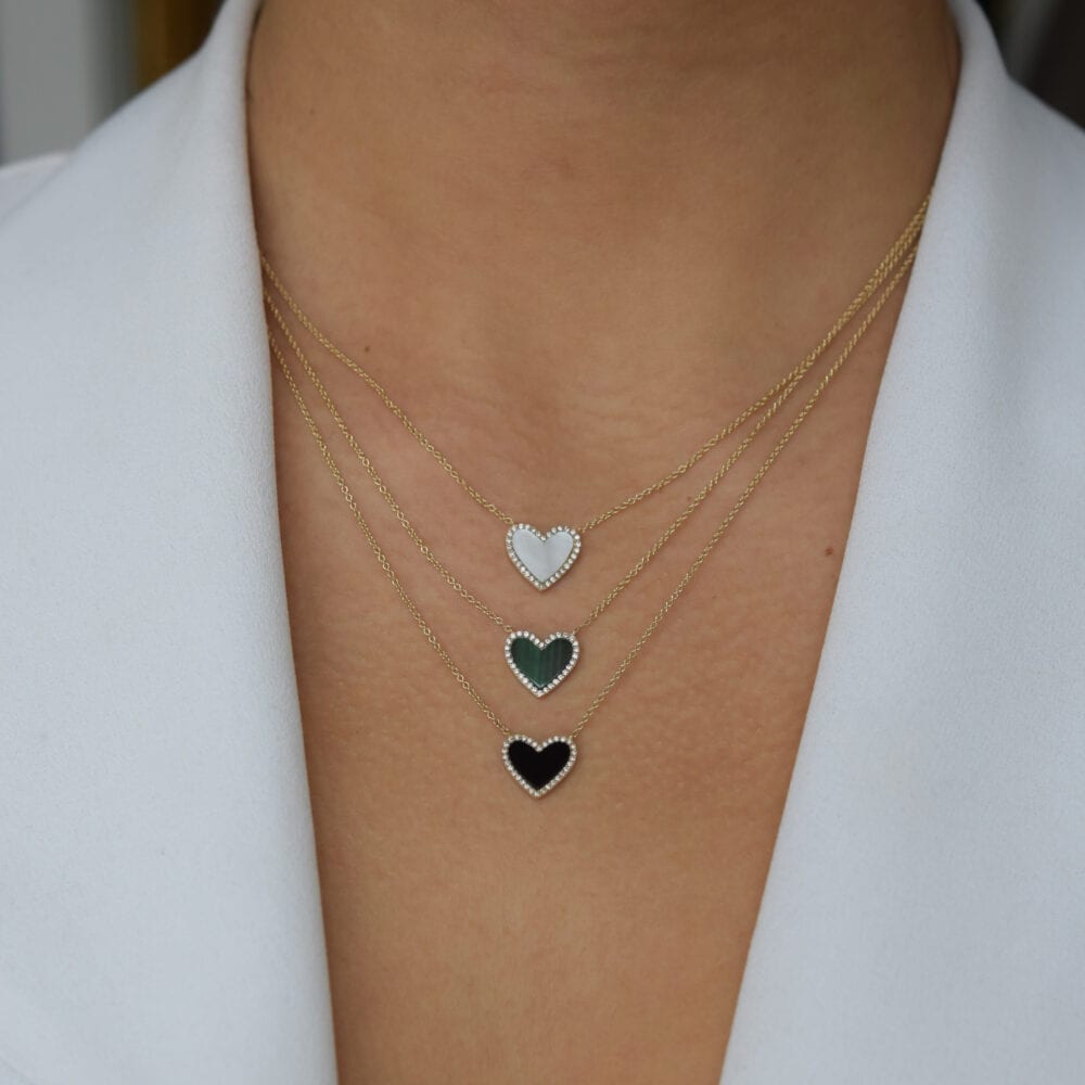 Diamond Mini Onyx Heart Necklace