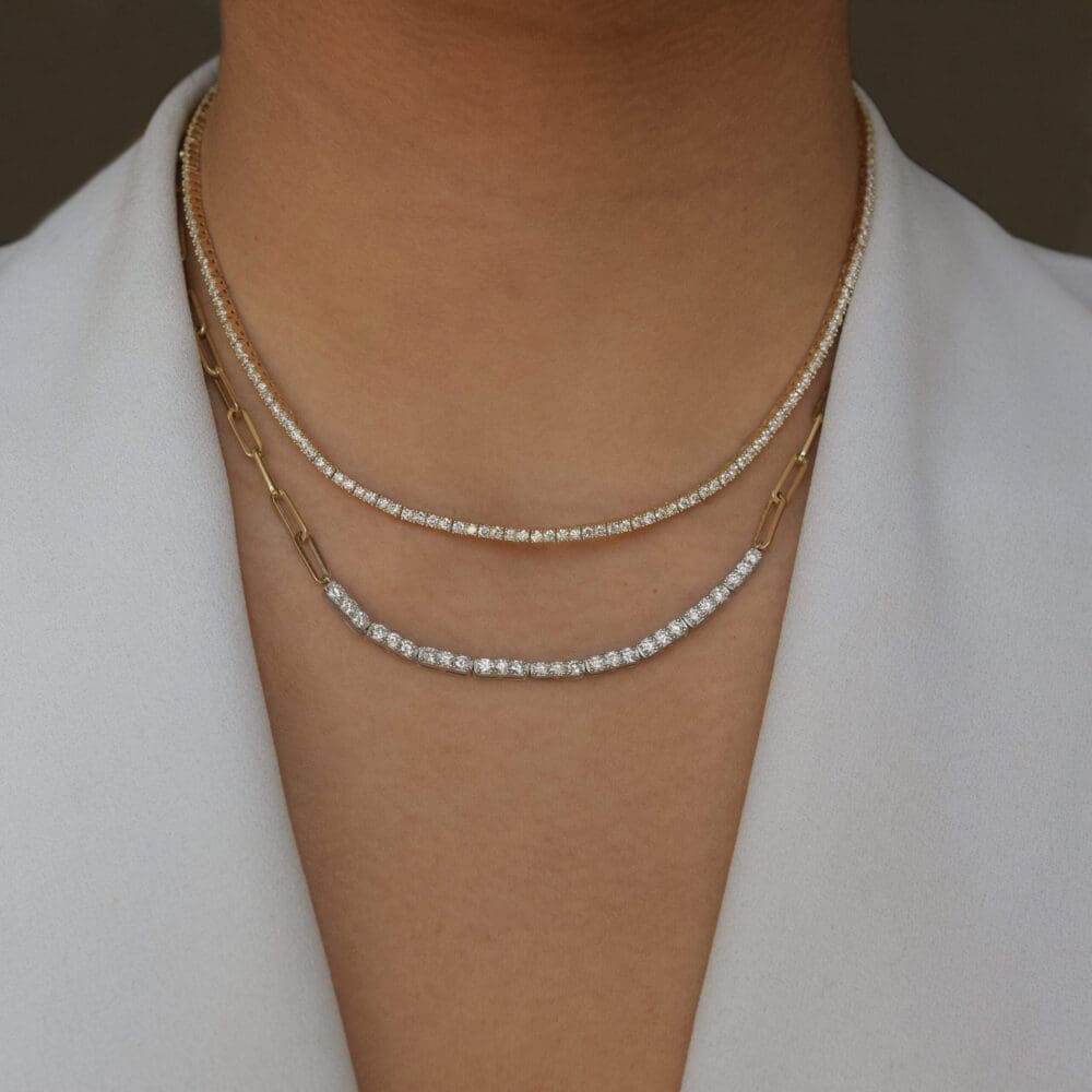 Diamond Tennis Chain Link Necklace