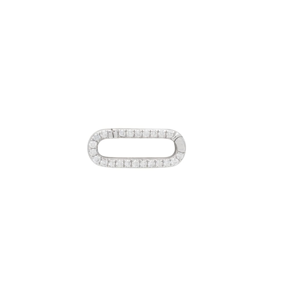 Mini Pave Diamond Gold Link Connector Clasp White Gold