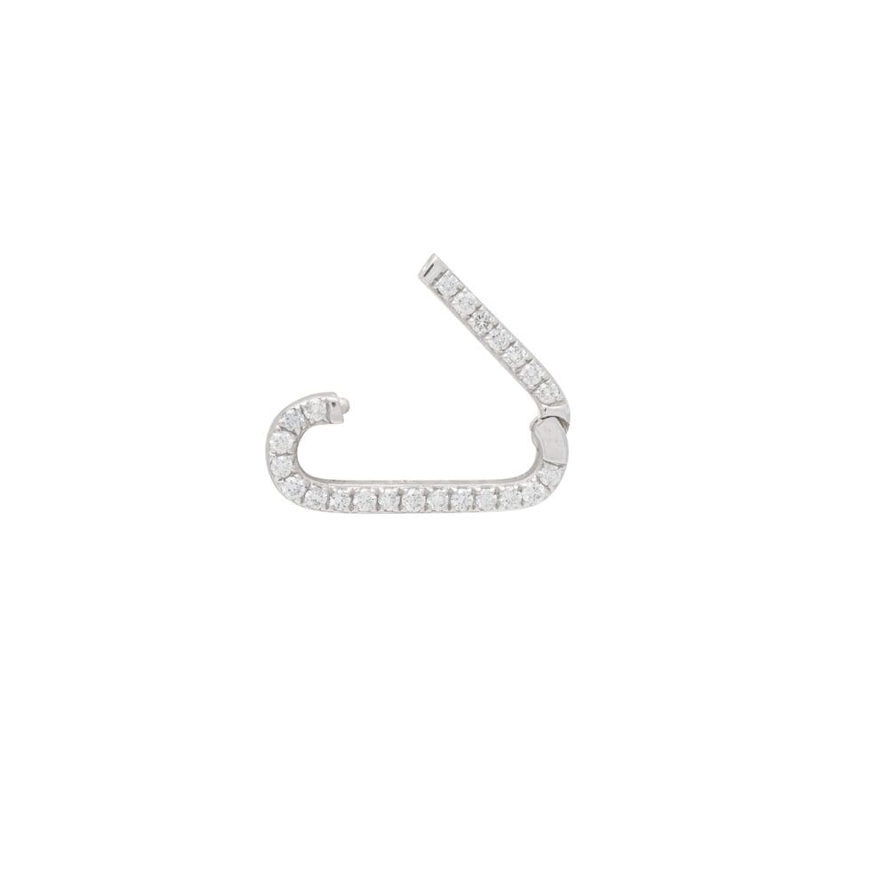 Mini Pave Diamond Gold Link Connector Clasp White Gold Open