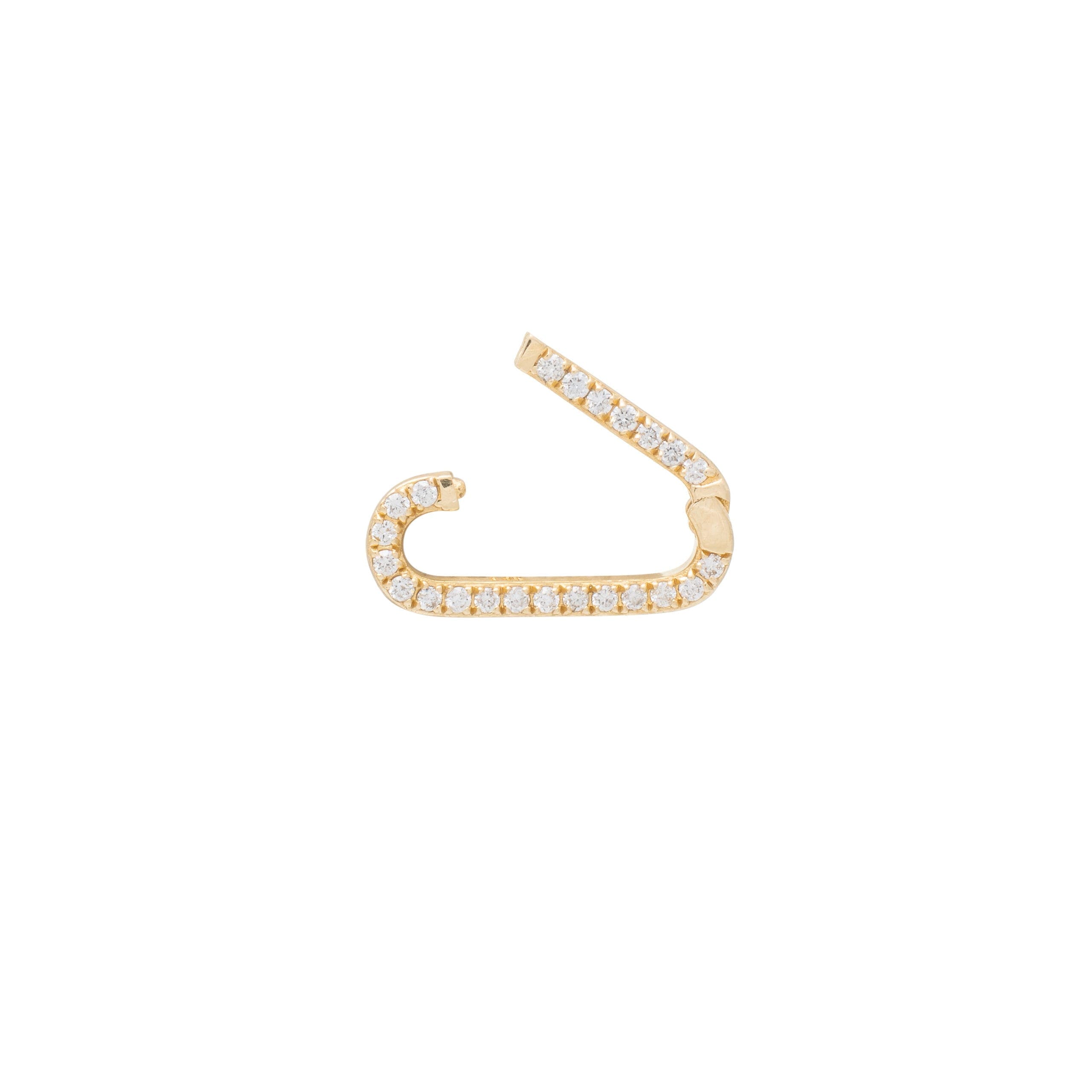 Mini Pave Diamond Gold Link Connector Clasp Yellow Gold Open