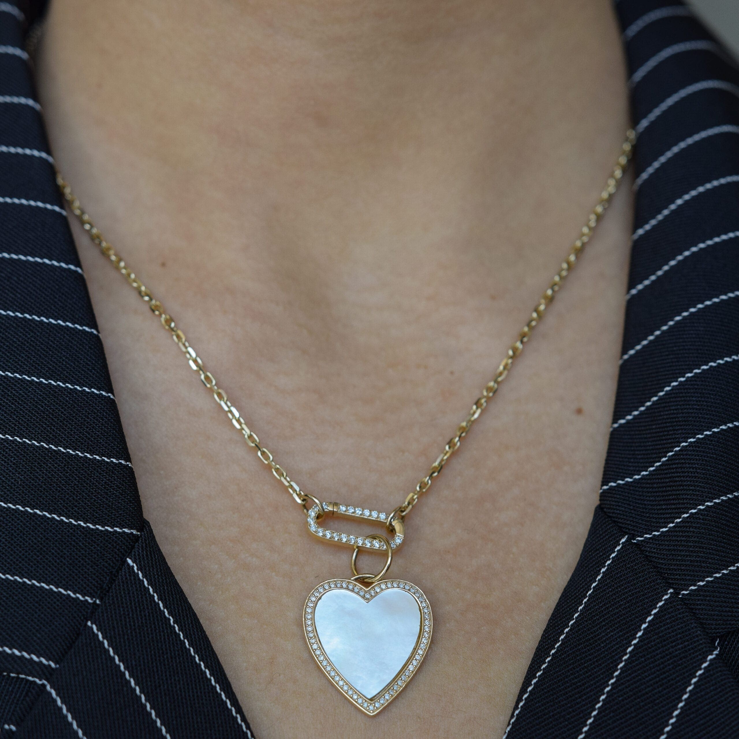 Mother-of-Pearl Diamond Heart Charm