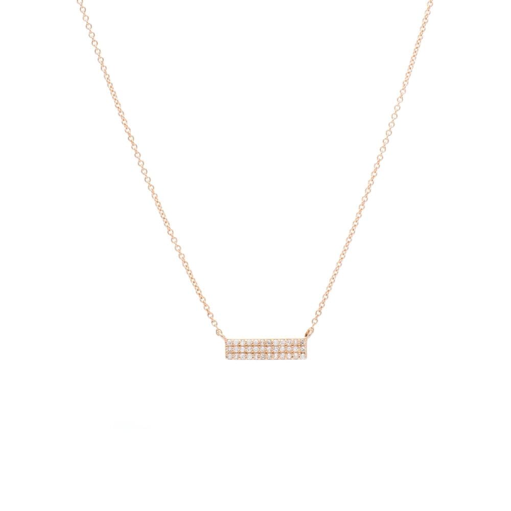 Small 3 Row Diamond Bar Necklace Rose Gold