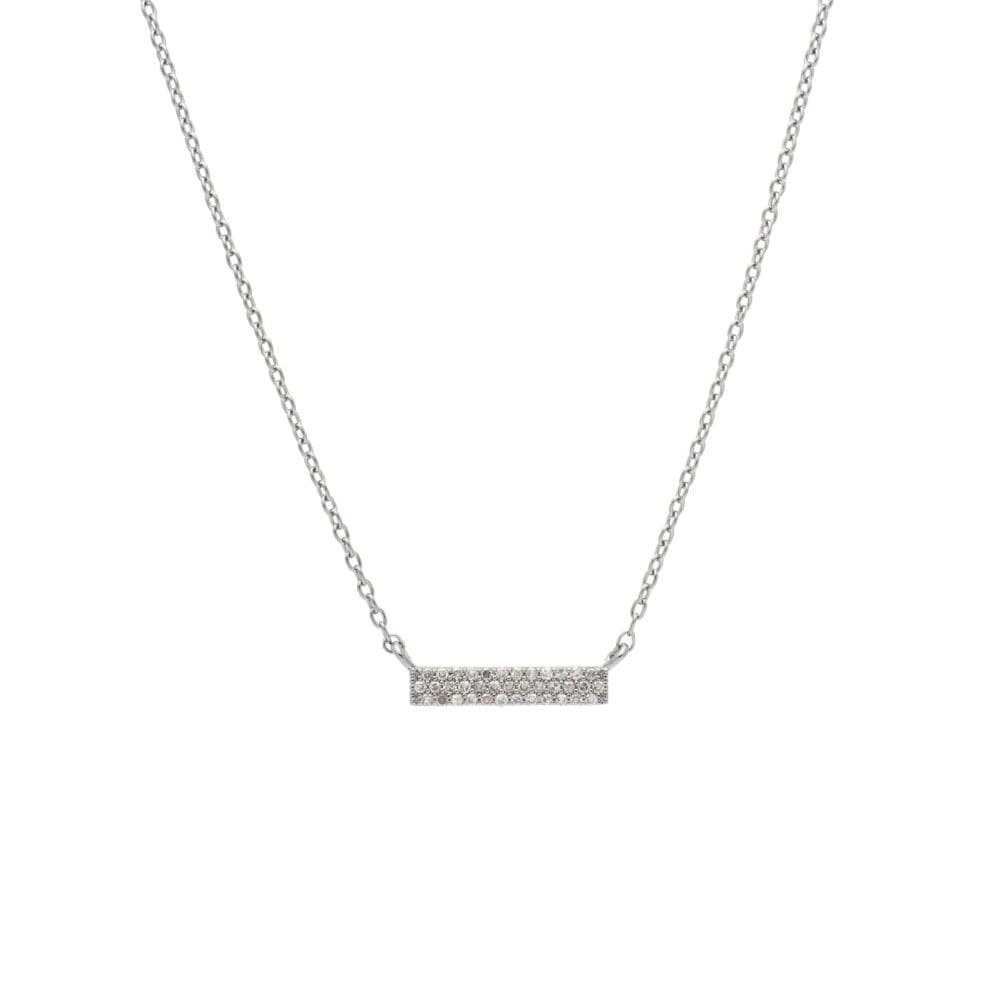Small 3 Row Diamond Bar Necklace Sterling Silver