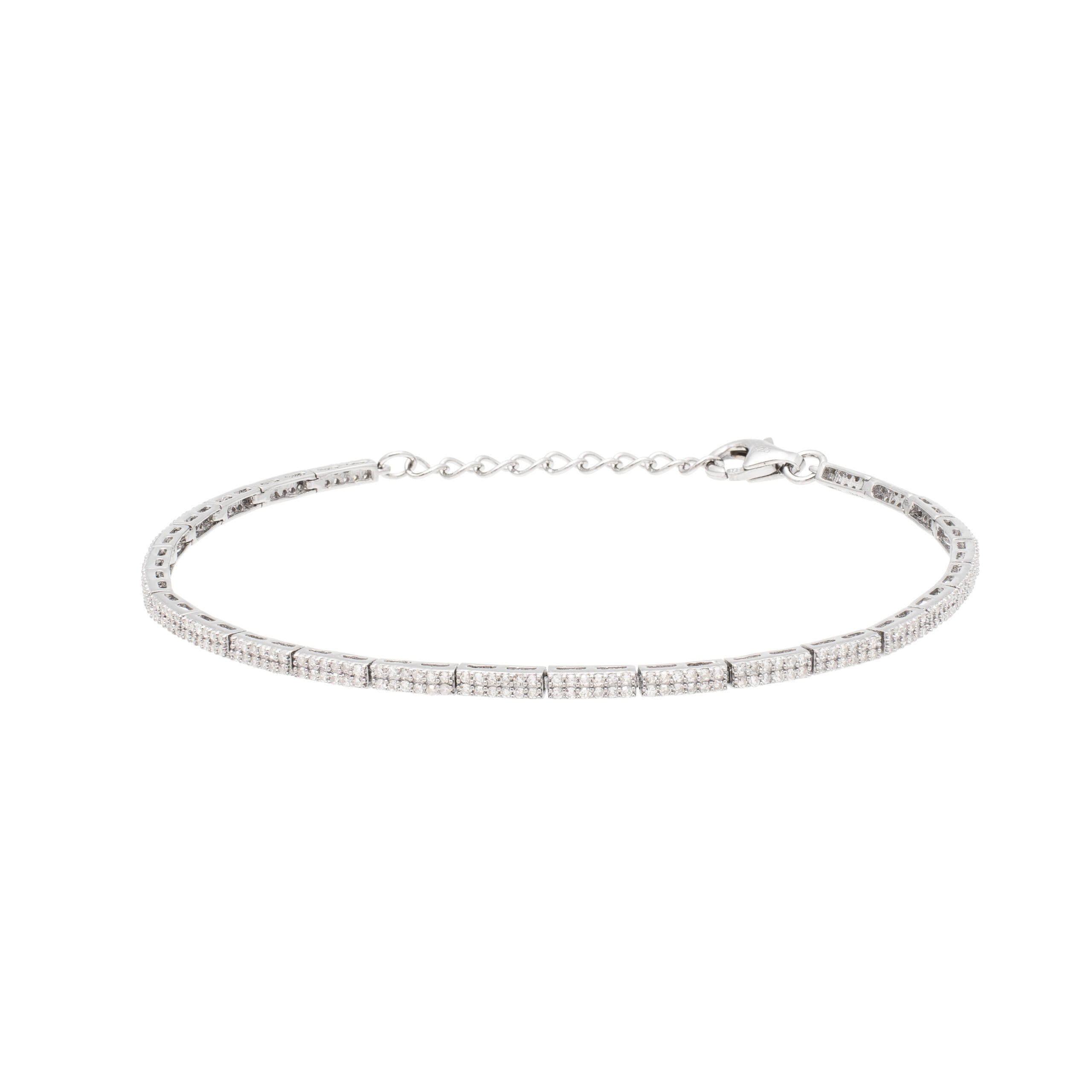 Diamond Link Tennis Bracelet Sterling Silver