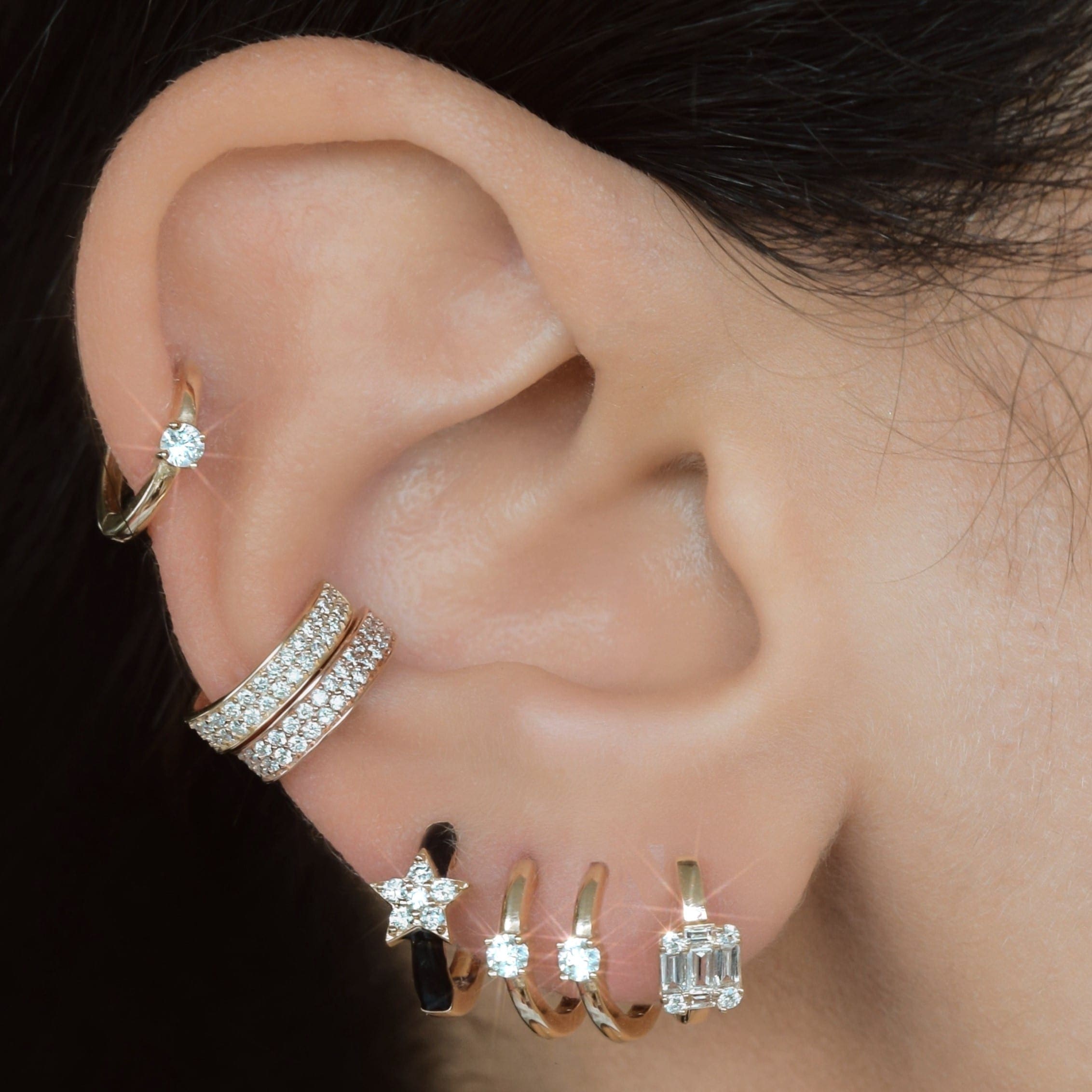 Single Diamond Small Huggie Earrings