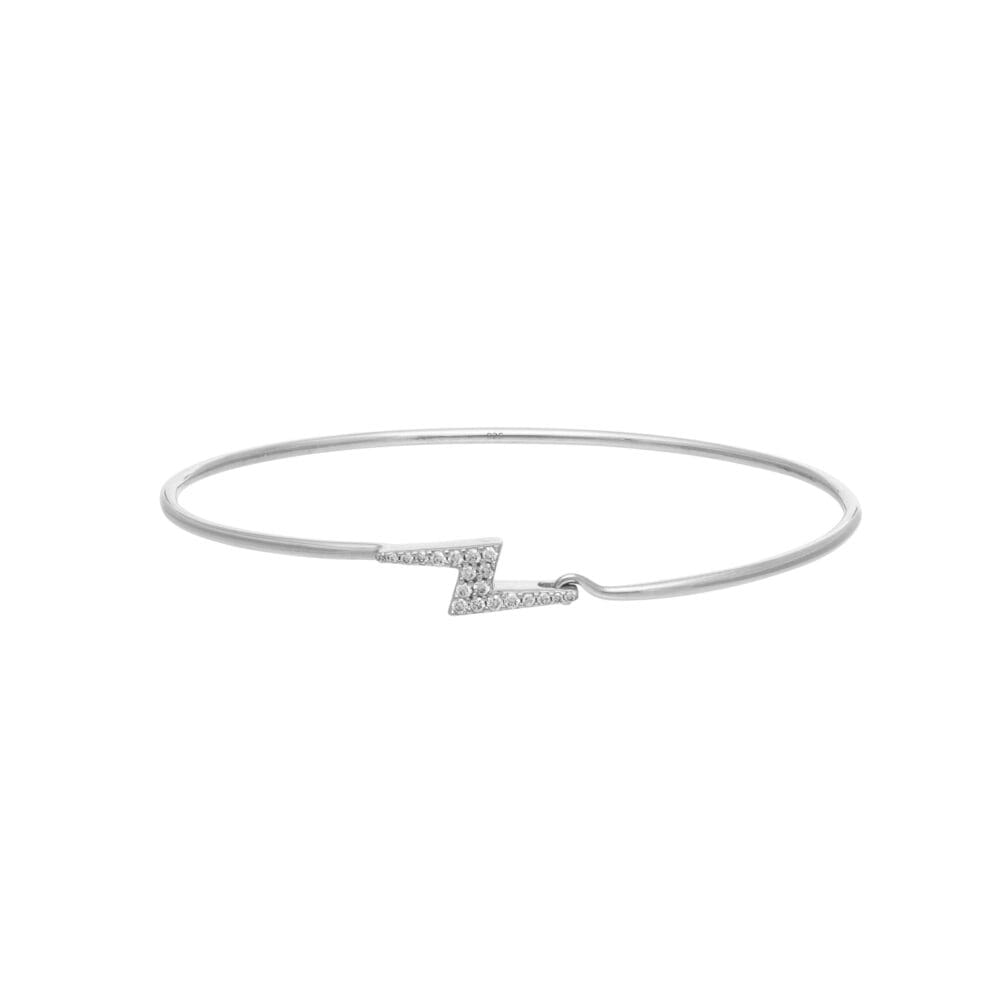 Diamond Lightning Bolt Wire Bracelet Sterling Silver