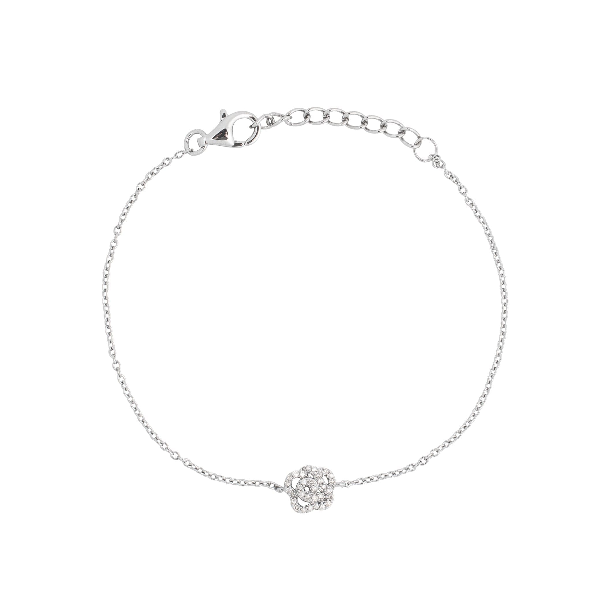 Diamond Rose Chain Bracelet Sterling Silver