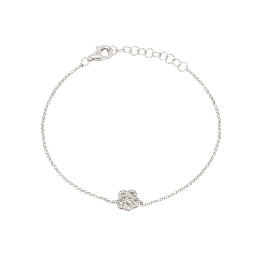 Diamond Rose Chain Bracelet White Gold