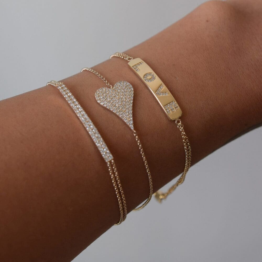 Diamond LOVE ID Double Chain Bracelet