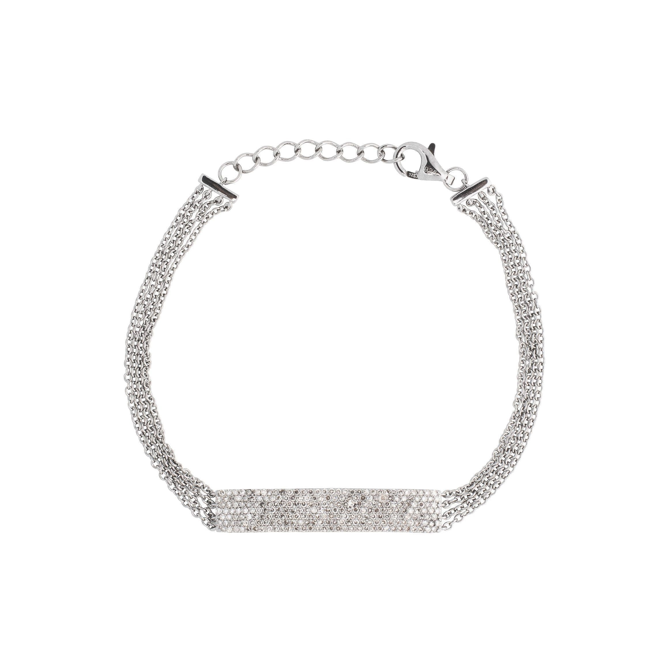 Diamond 4 Chain ID Bracelet Sterling Silver