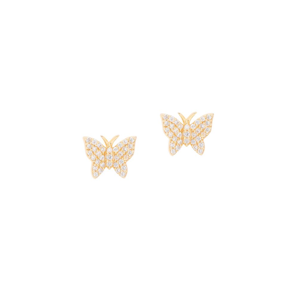 Diamond Butterfly Studs Yellow Gold