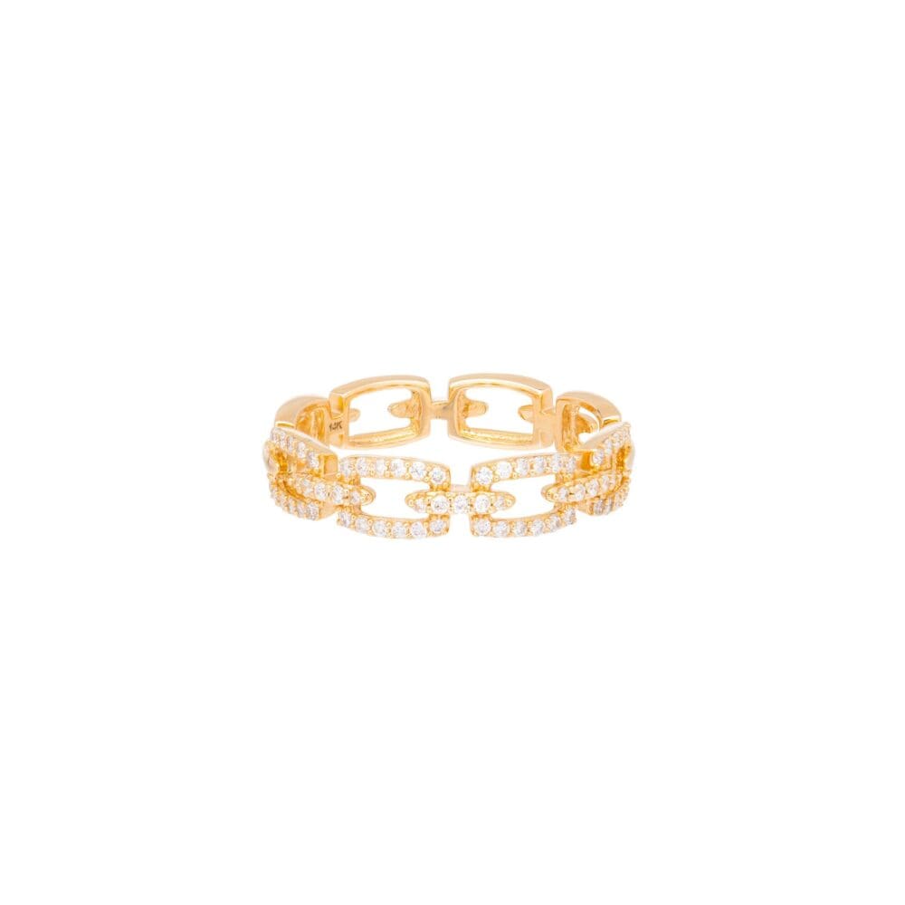 Diamond Cable Link Ring 14k Yellow Gold