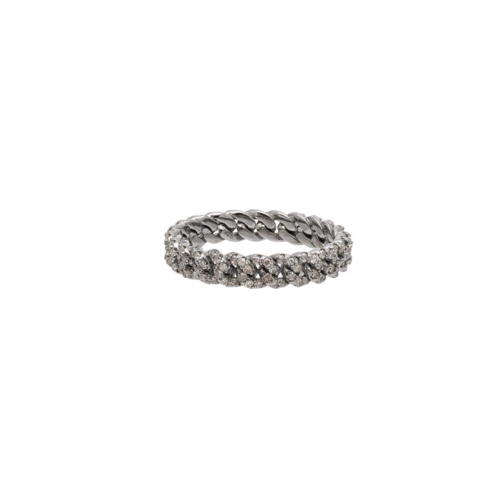 Diamond Hard Chain Link Ring Sterling Silver