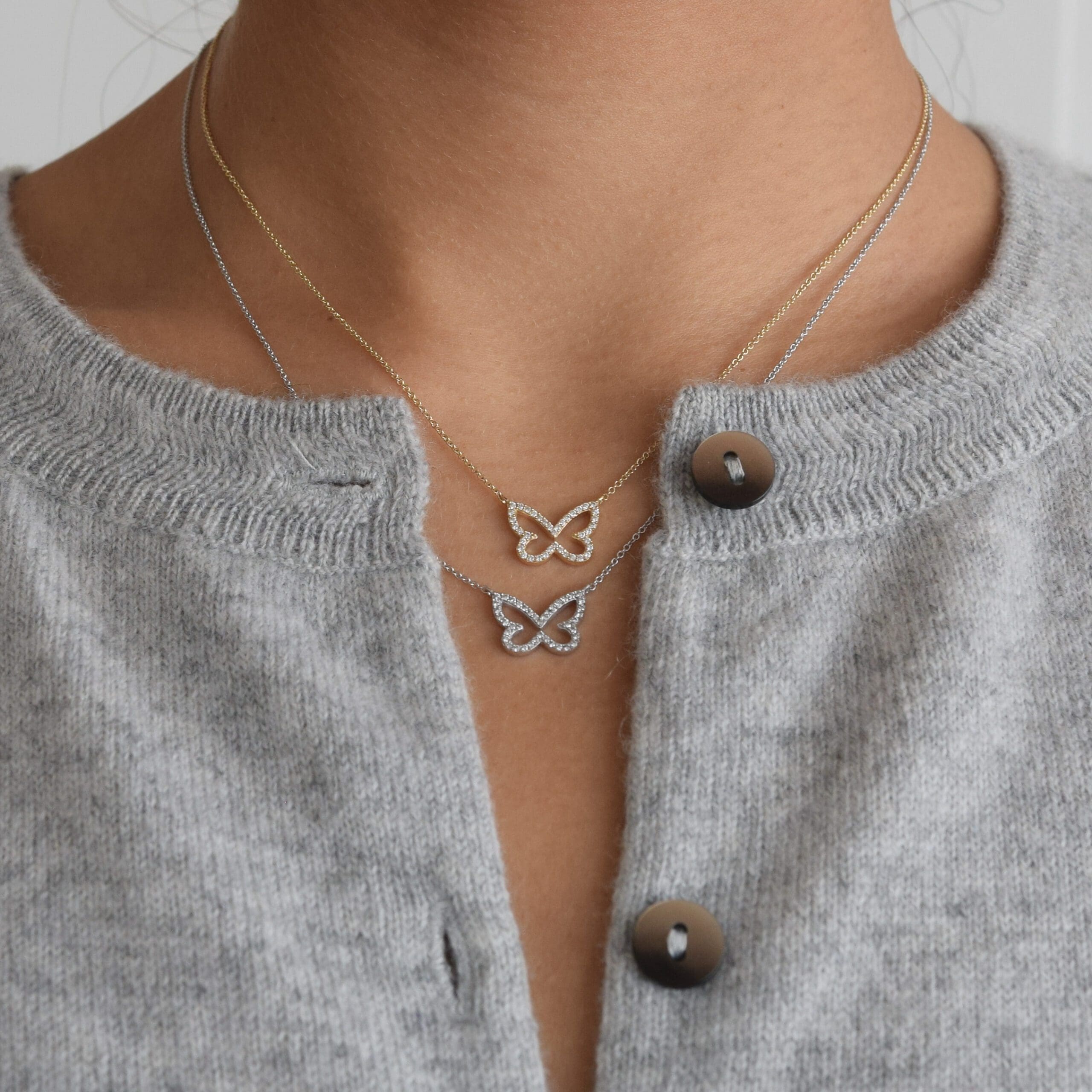 Diamond Butterfly Silhouette Necklace
