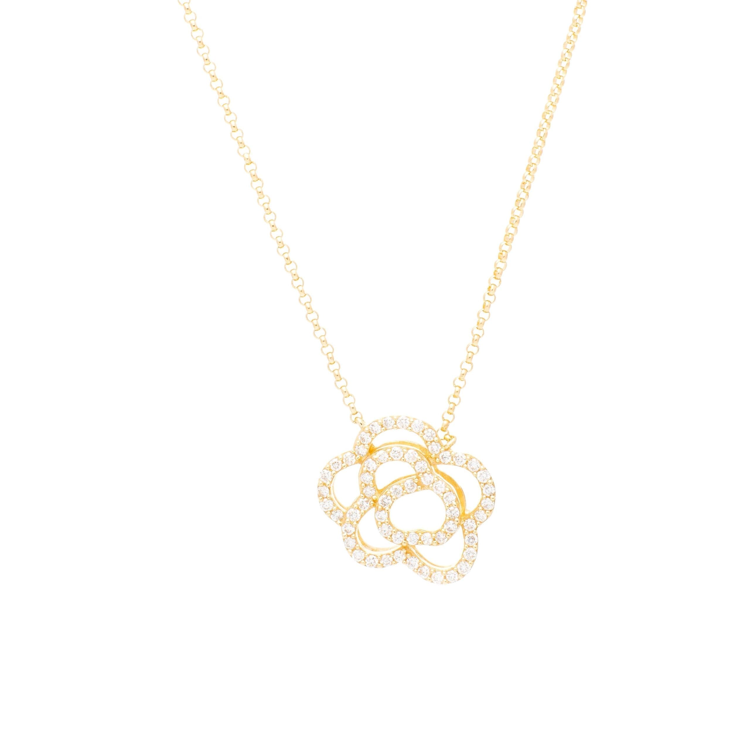 Diamond Camellia Flower Necklace