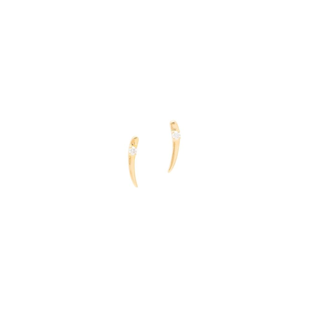 Diamond Horn Stud Earrings Yellow Gold