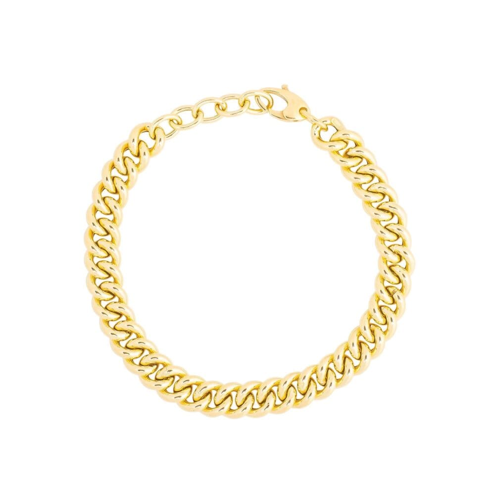 Round Curb Link Chain Bracelet Yellow Gold