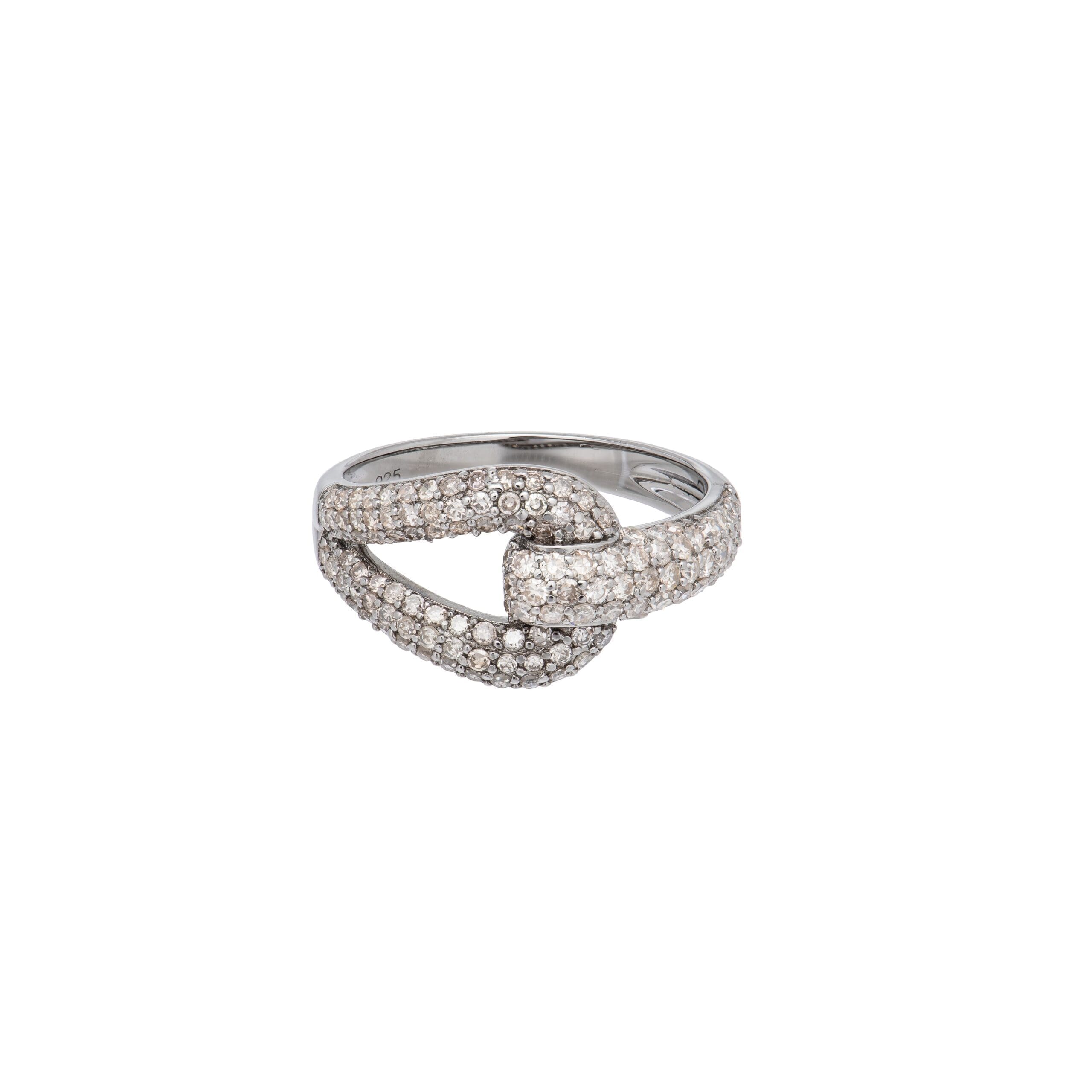 Diamond Knot Ring Sterling Silver