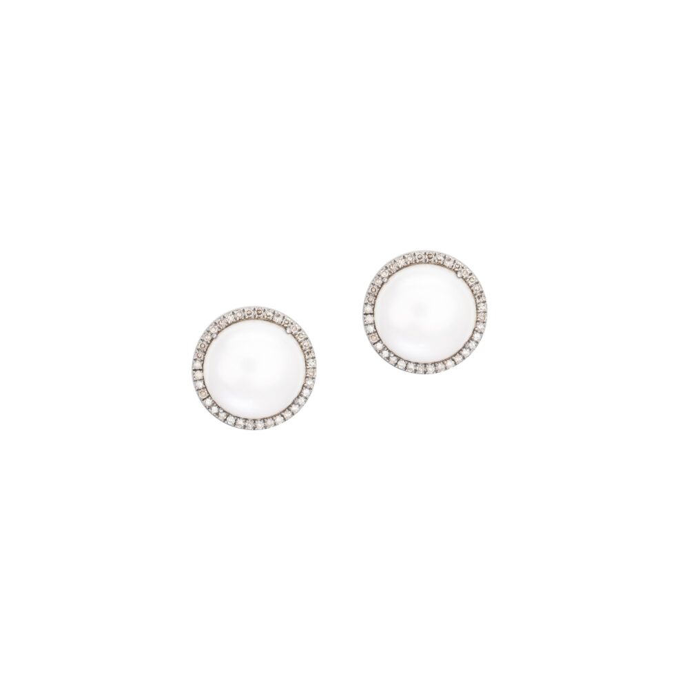 Diamond + Mother-of-Pearl Studs Sterling Silver