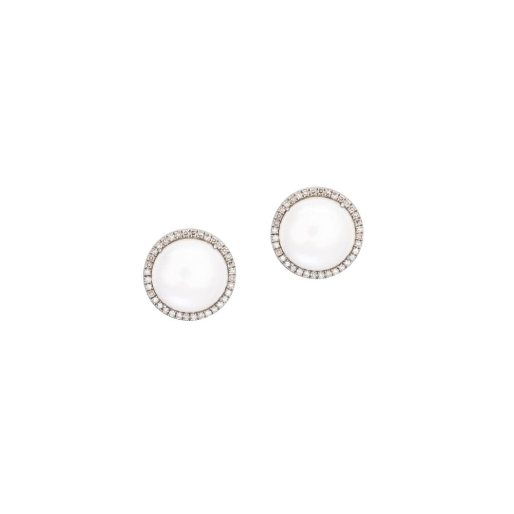 Diamond + Mother-of-Pearl Studs Sterling Silver