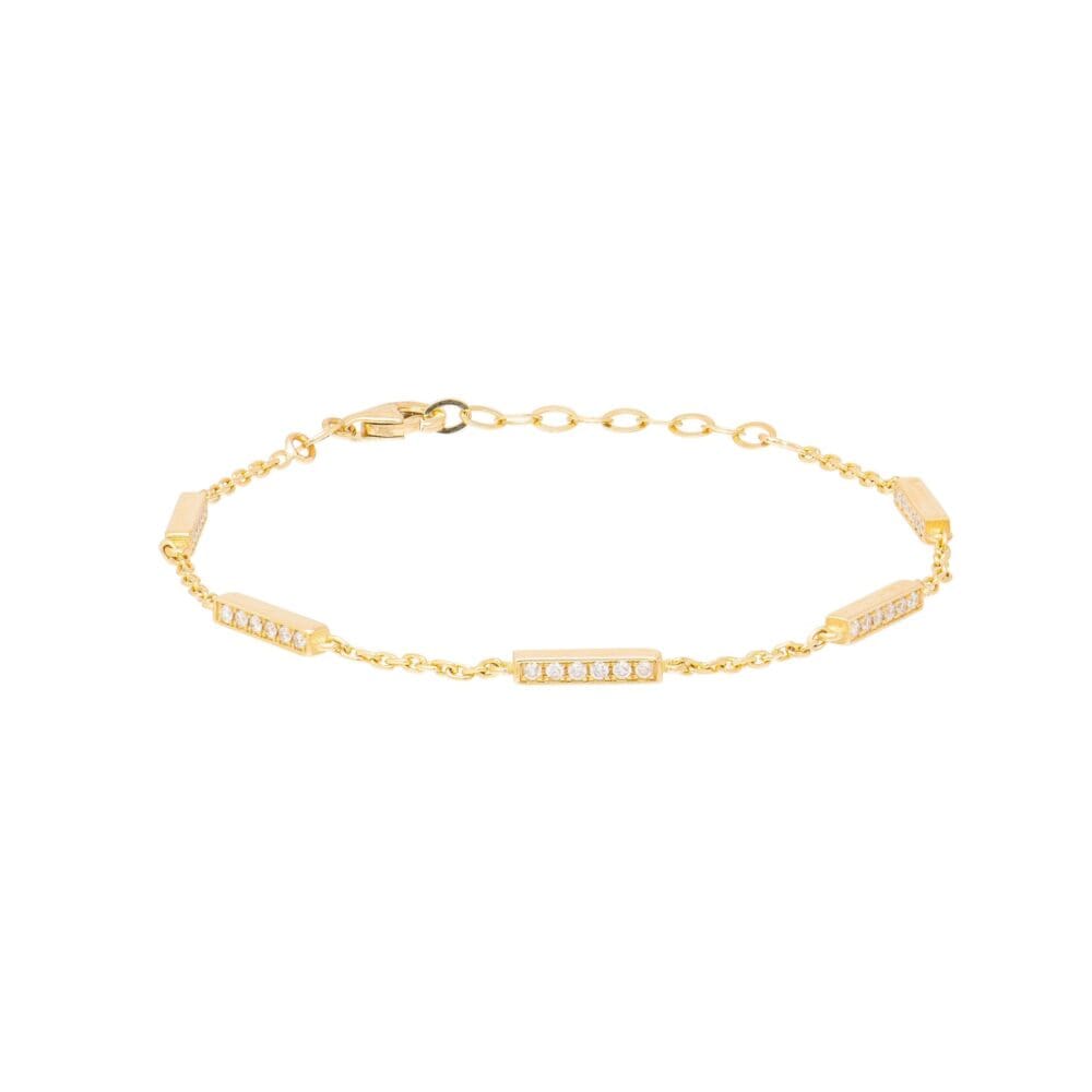Diamond Multi Bar Chain Bracelet Yellow Gold