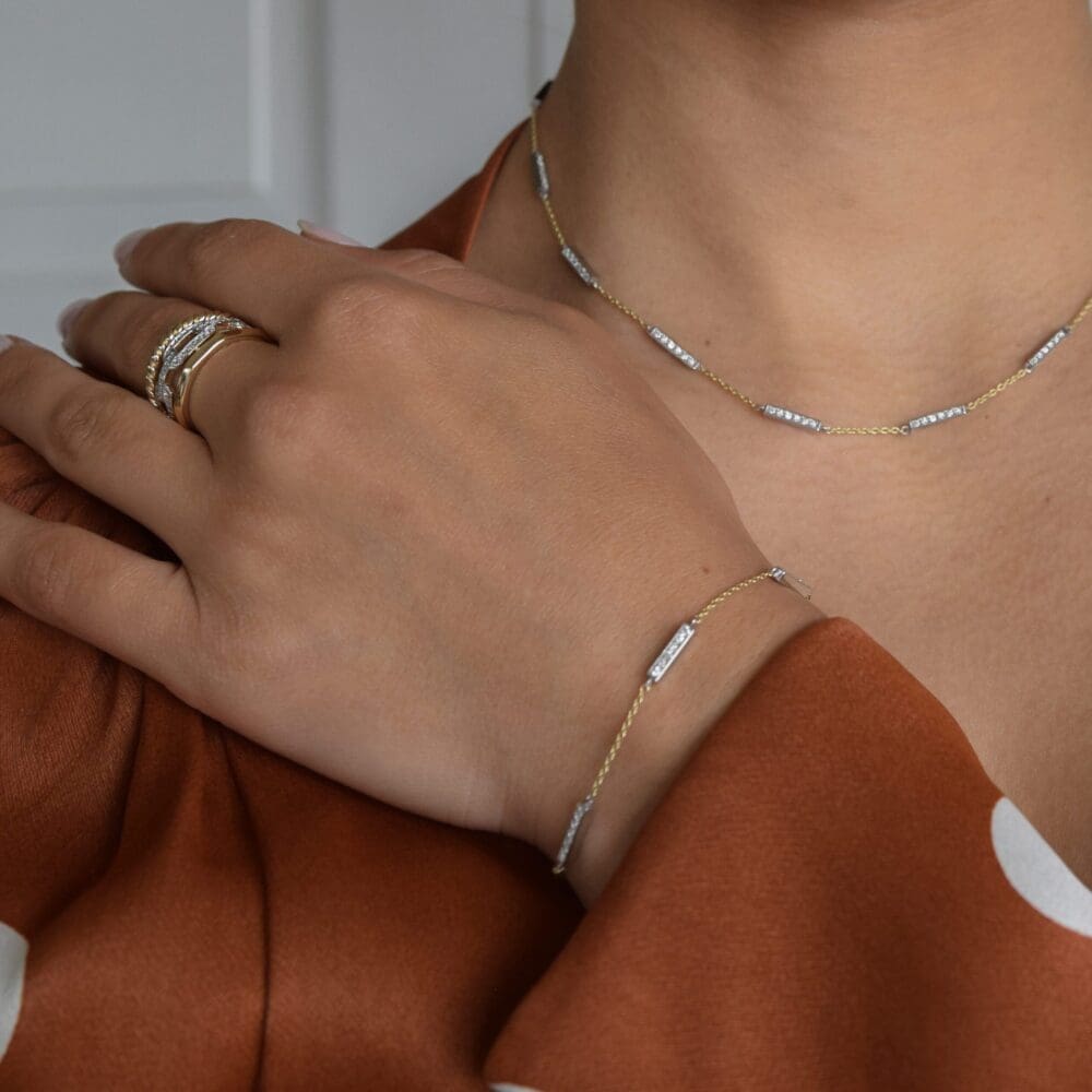 Diamond Multi Bar Chain Necklace