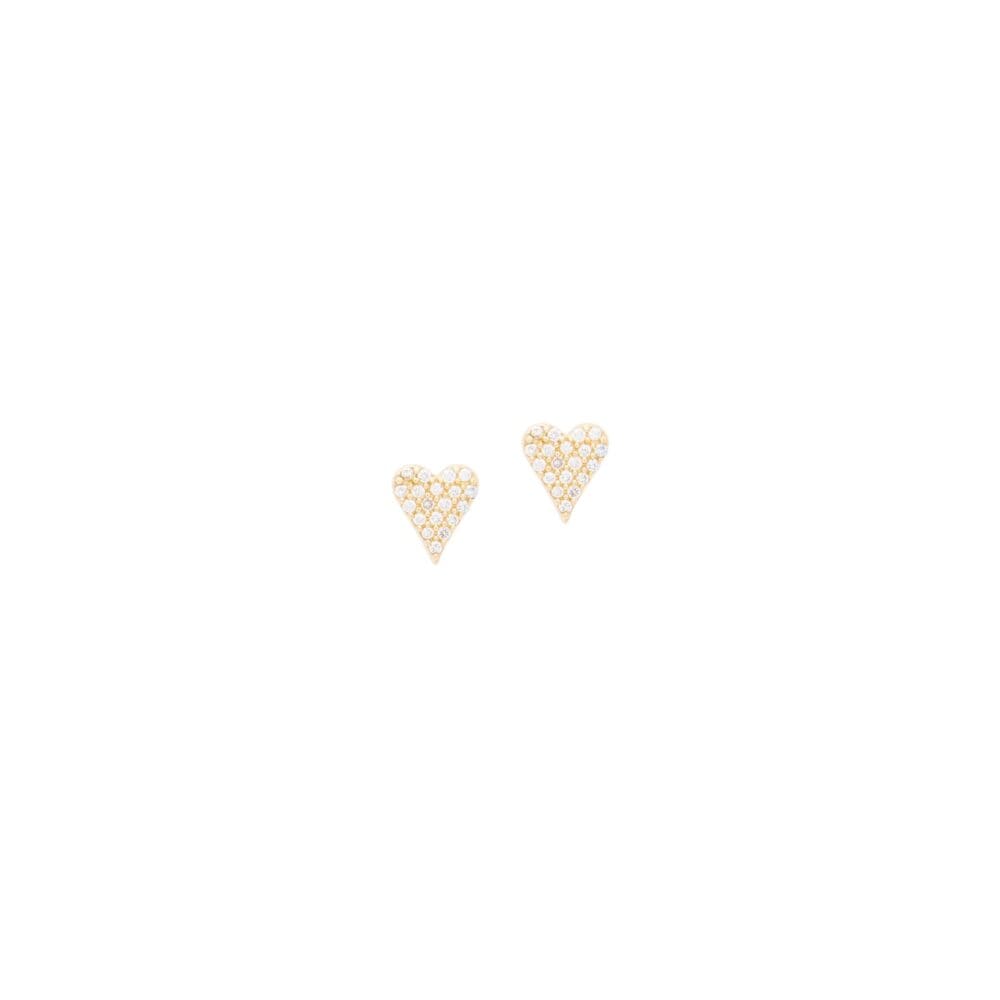 Mini Diamond Modern Heart Studs Yellow Gold