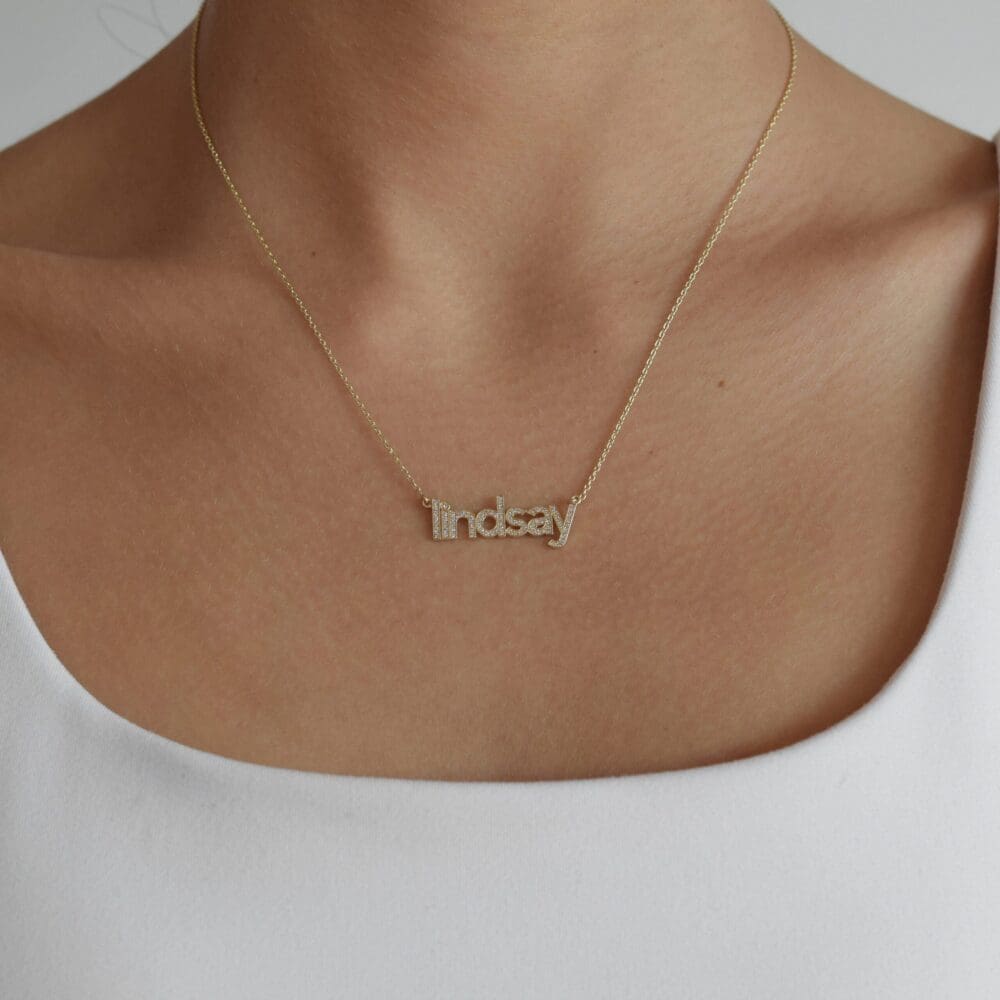 Diamond Lowercase Block Letter Name Necklace