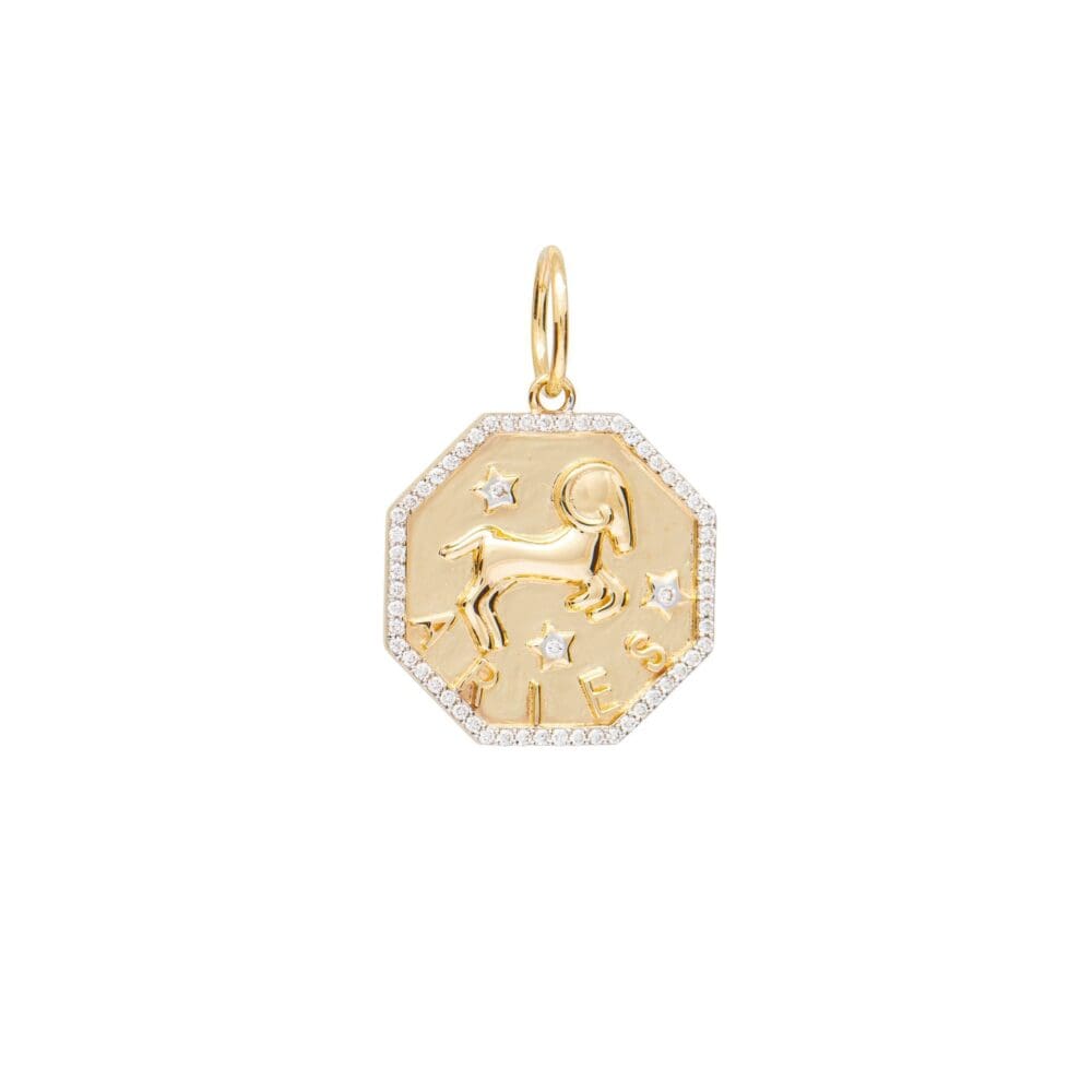 Diamond + Gold Aries Zodiac Charm