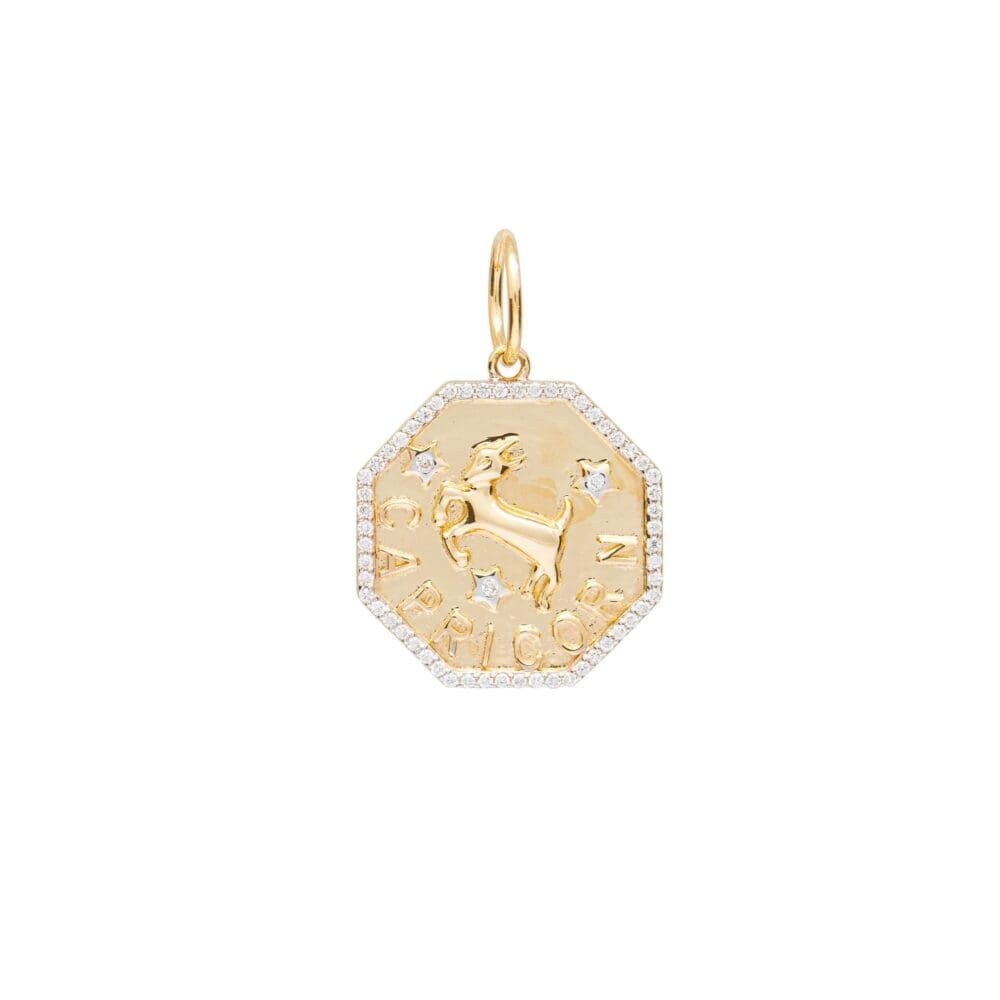 Diamond + Gold Capricorn Zodiac Charm