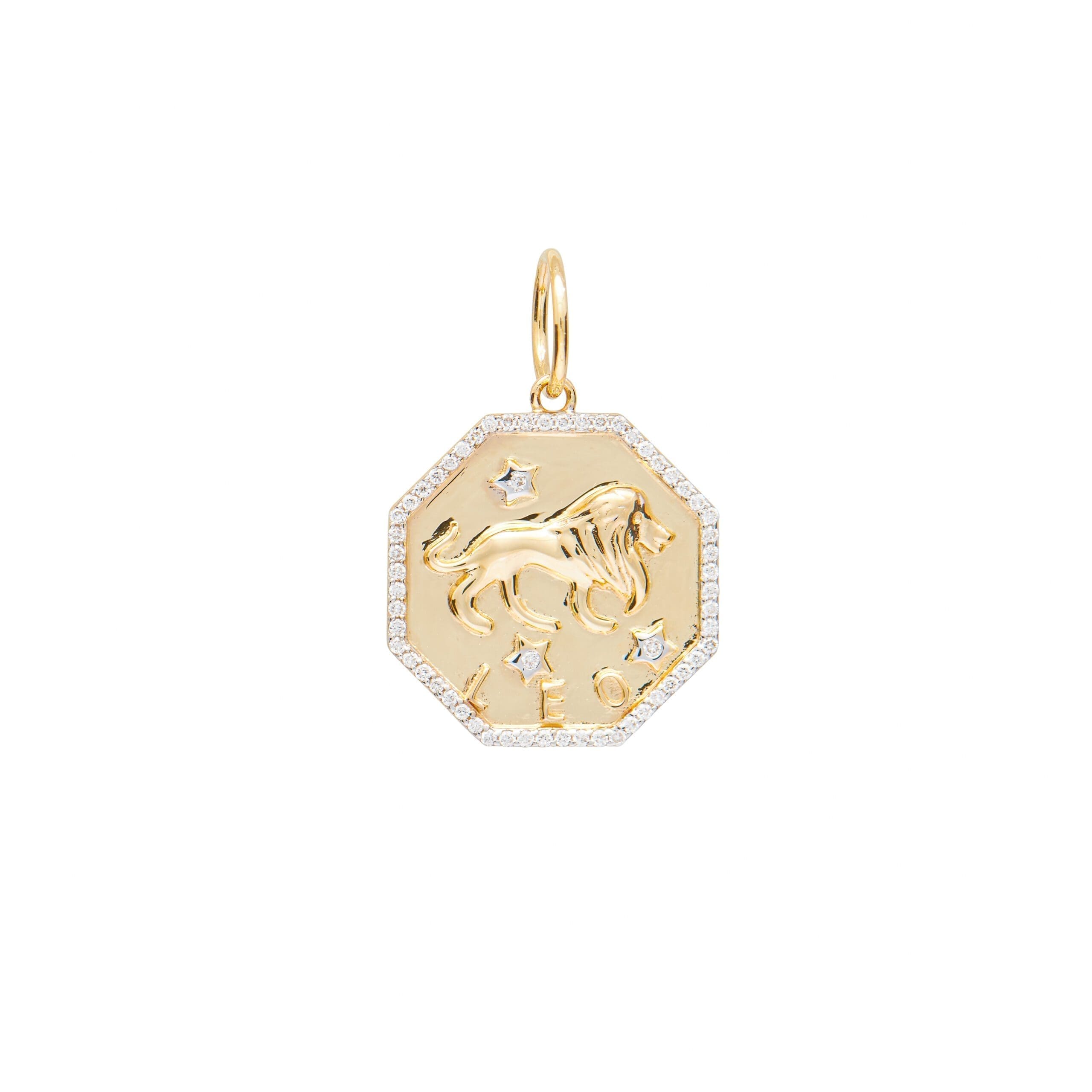 Diamond + Gold Leo Zodiac Charm