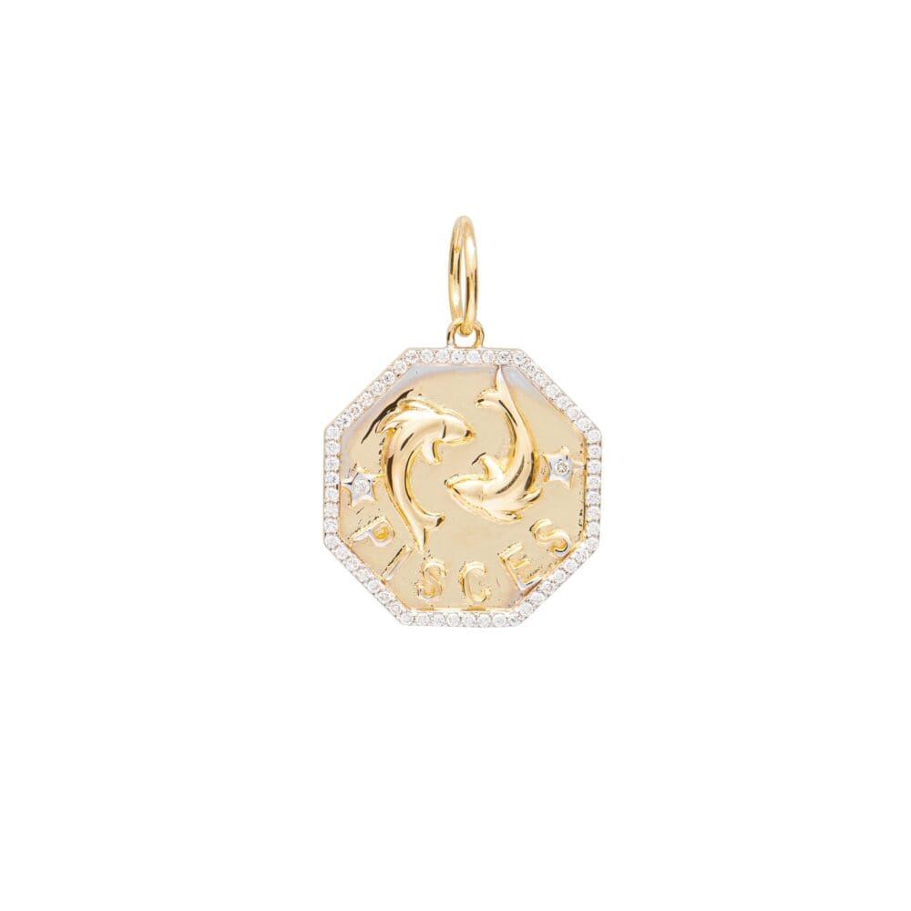 Diamond + Gold Pisces Zodiac Charm