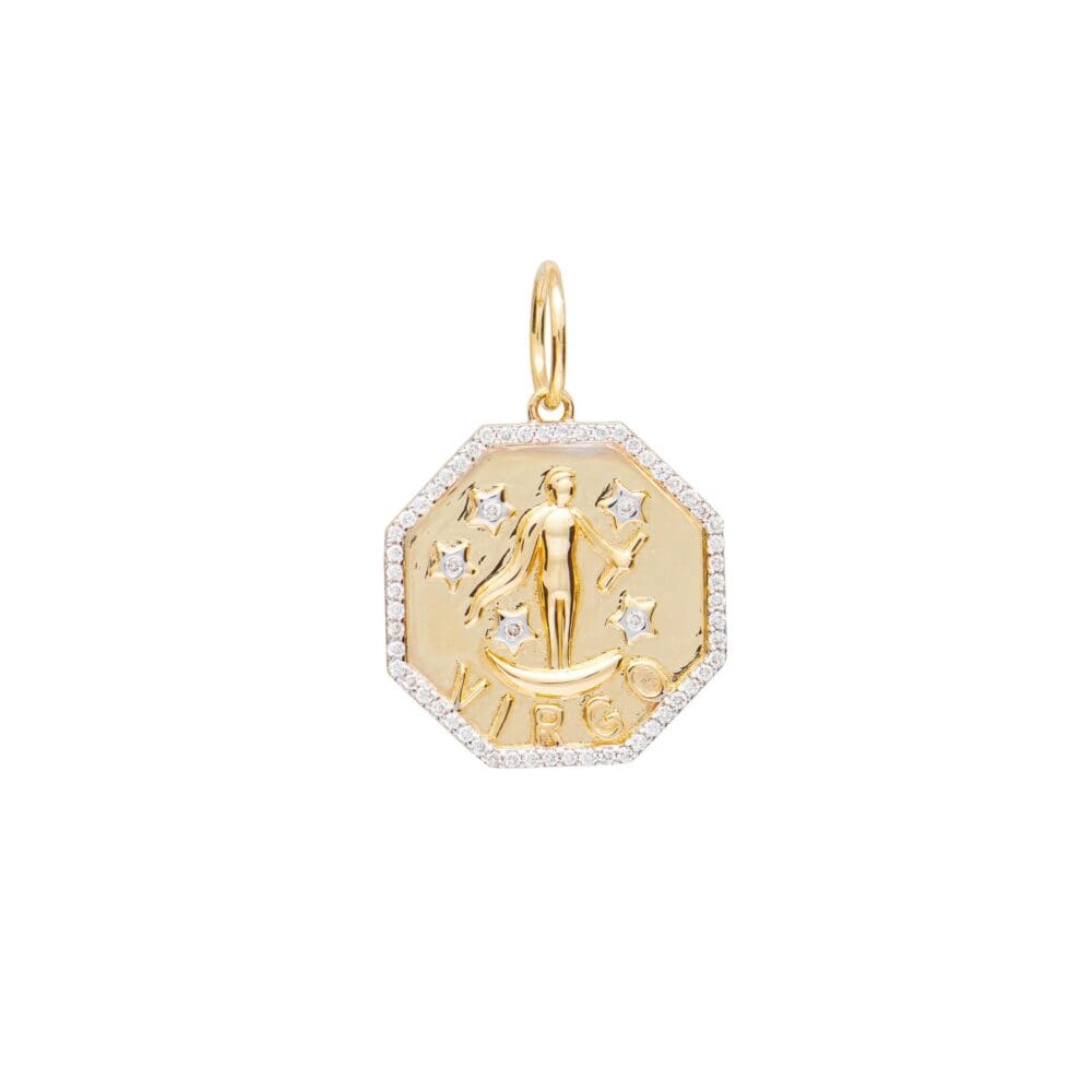 Diamond + Gold Virgo Zodiac Charm