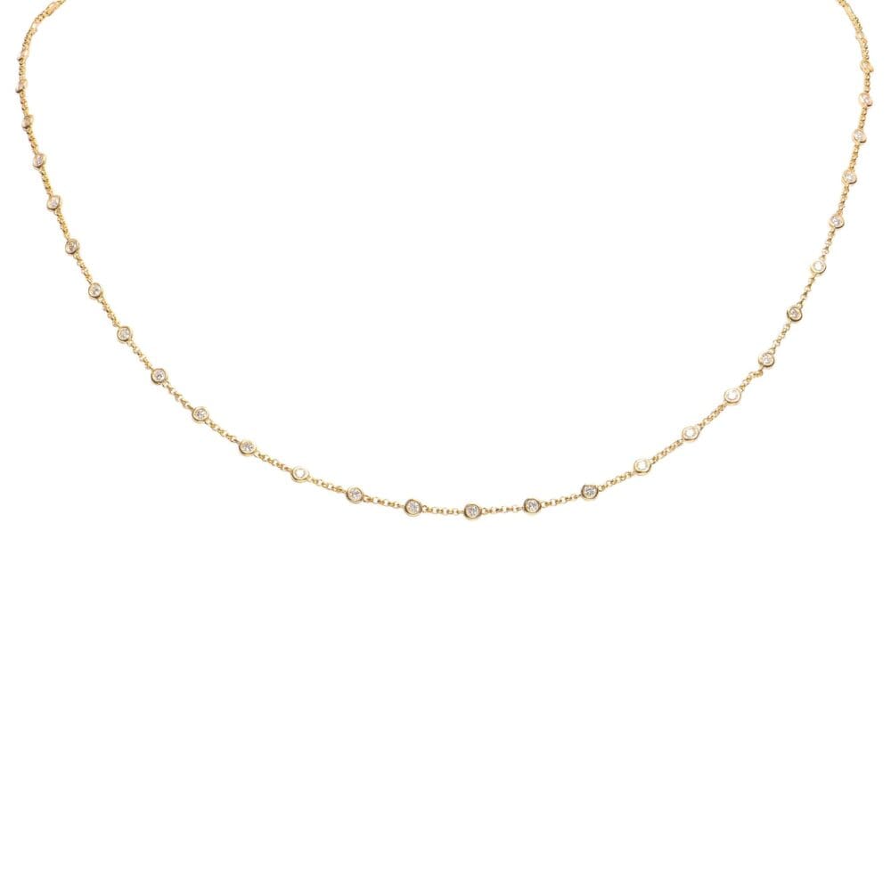 Bevel Set Diamond By-The-Yard Eternity Necklace Yellow Gold