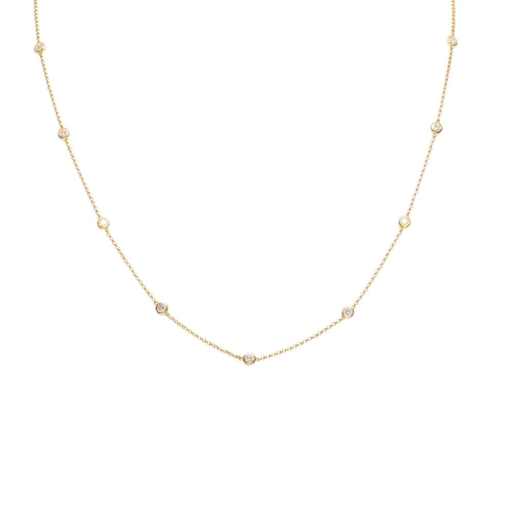 Bevel Set Diamond By-The-Yard Necklace Yellow Gold
