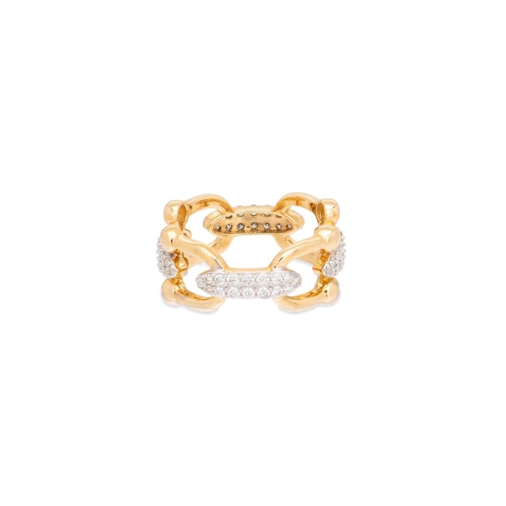Diamond + Gold Hardware Link Eternity Ring Yellow Gold