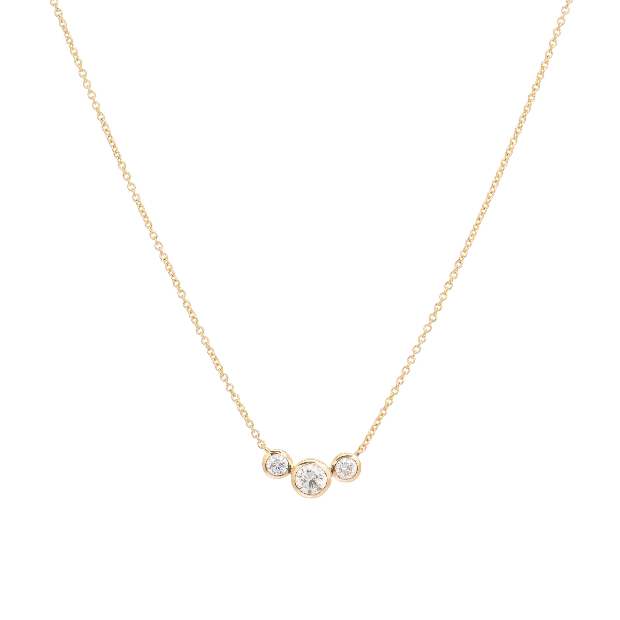 3-Diamond Necklace 14k Gold | Linjer Jewelry