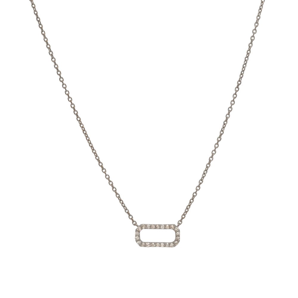 Diamond Open Link Pendant Necklace Sterling Silver