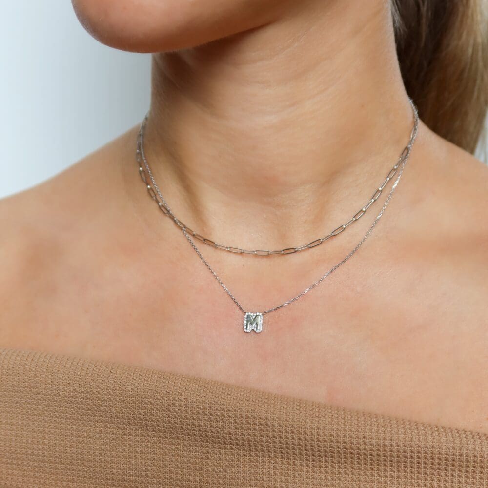 Mini Diamond Bubble Initial Necklace