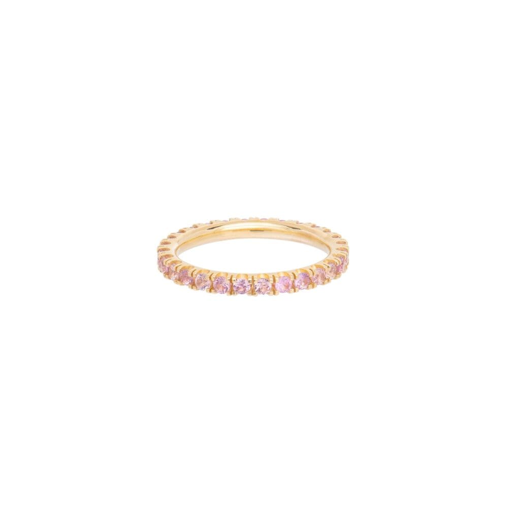 Pink Sapphire Eternity Band Yellow Gold