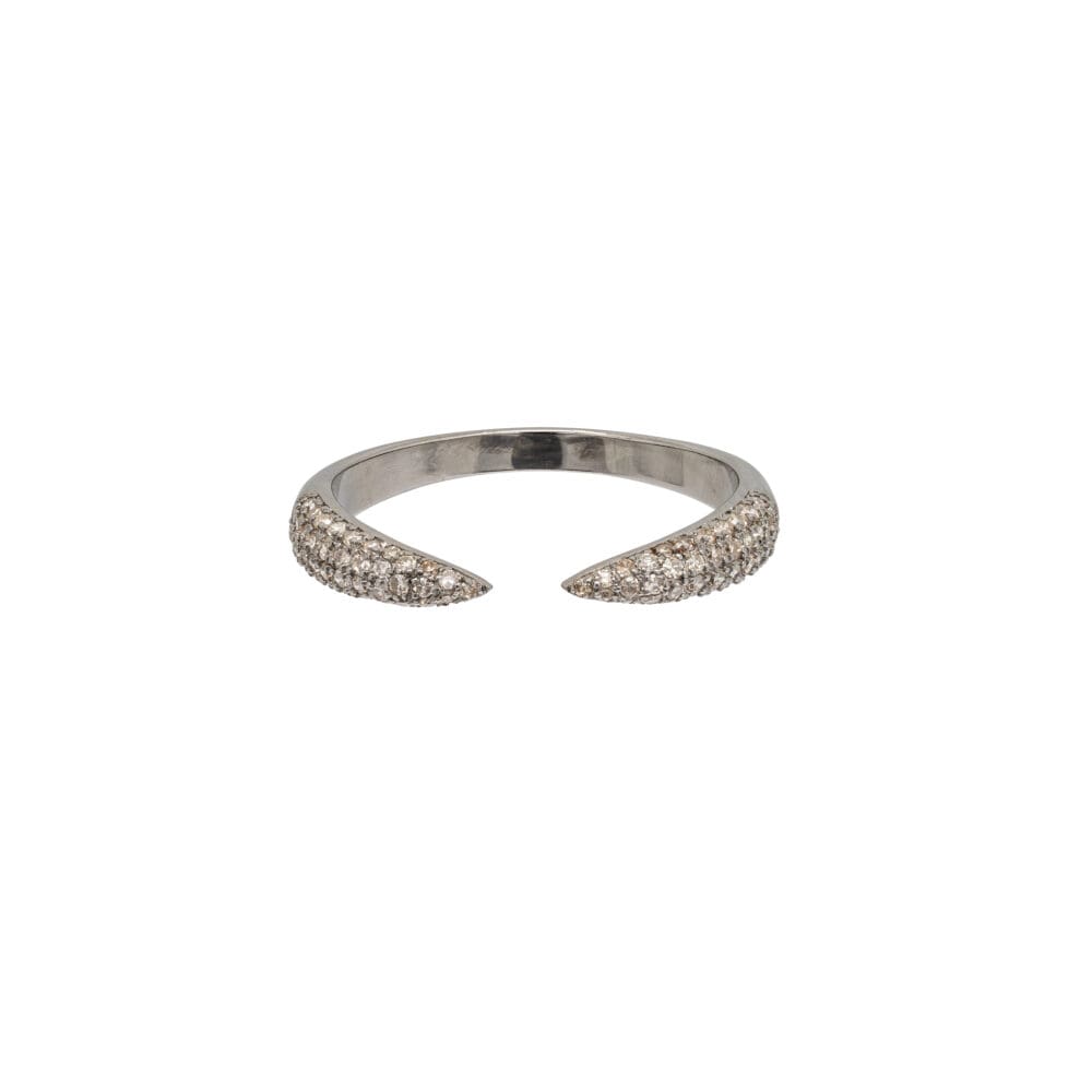 Diamond Open Claw Ring Sterling Silver