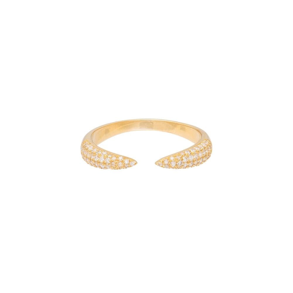 Pave Diamond Open Claw Ring Yellow Gold